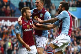 Andi Weimann, left, on target early in his career with Villa. (Image: Getty Images)