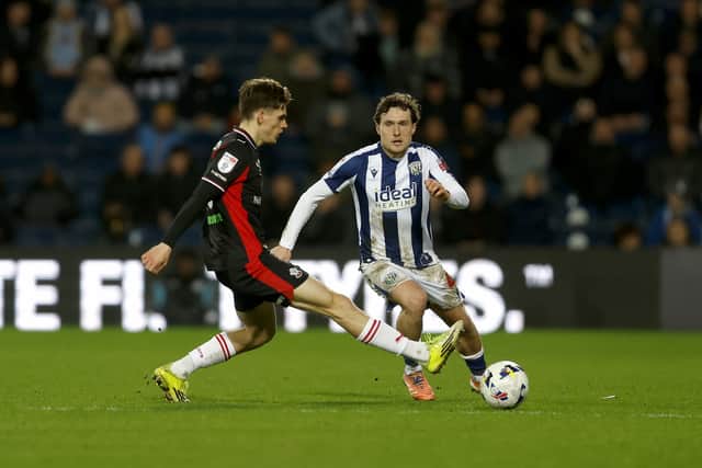 Callum Styles on the ball for Albion (Photo by Adam Fradgley/West Bromwich Albion FC via Getty Images)