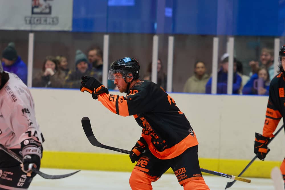 Louie Newell, scorer of Telford Tigers' second goal of the night. Picture: Edward Bowen 