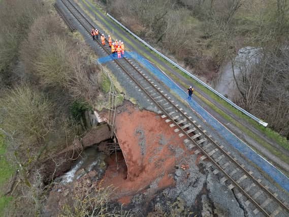 The catastrophic landslip which hit the Severn Valley Railway.