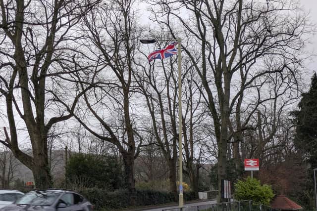 A Union flag being flown near Church Stretton Railway Station. Picture: LDRS