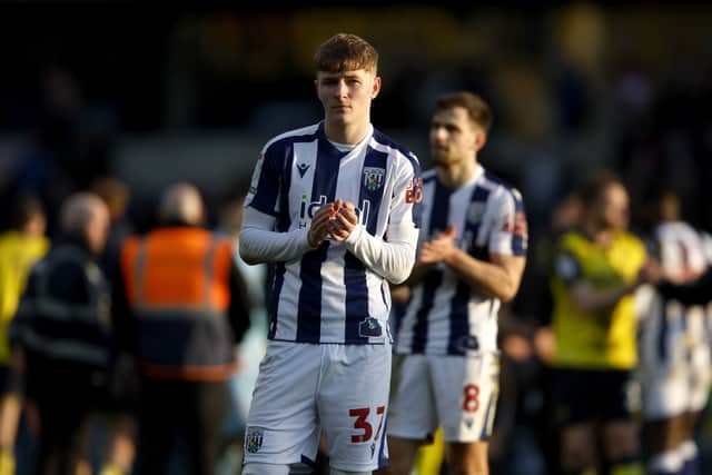 Ollie Bostock with supporters at full-time. (Photo by Adam Fradgley/West Bromwich Albion FC via Getty Images)