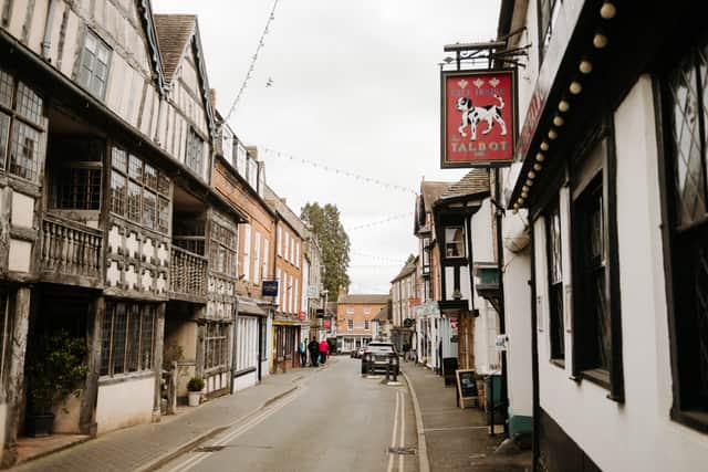 The narrow streets of Much Wenlock town centre
