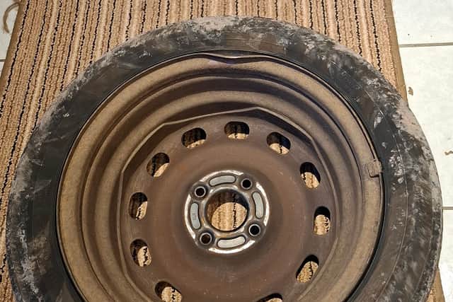 A bonus image from our High Ercall driver, who ended up forking out more than £200 for a new tyre