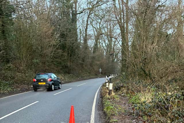 A major pothole on the B4555.