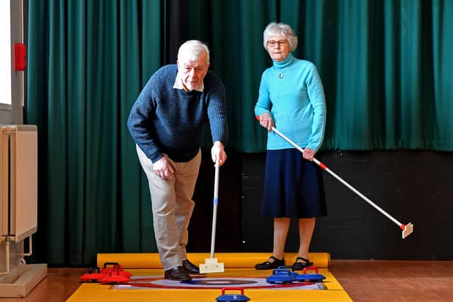 Over 50s curling group at Horsehay Village Hall, Telford. Photo: Tim Thursfield