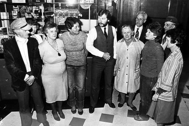 The closure of the Clifton Cinema, Wellington. 'Members of the morning staff gather in the foyer to chat with manager Mr Duncan Willmott (centre) at the last performance at the Clifton.' The photo was taken on April 27, 1983. The story with this began: 'The Clifton Cinema in Wellington will close after tonight's show. An estimated 30,000 people have signed petitions to try to save the cinema - the only purpose-built cinema in Telford - which has been sold to Shrewsbury supermarket company Morris's, which owns the Saverite supermarket next to the Clifton. The firm will take possession of the building tomorrow.' The Clifton reopened a few years later in altered form before closing again. 