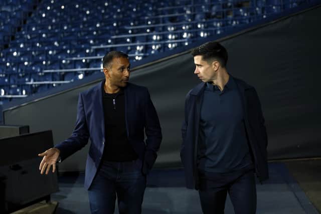 Owner and chairman Shilen Patel, left, with Eric Ramsay just 44 days ago. (Photo by Adam Fradgley/West Bromwich Albion FC via Getty Images)