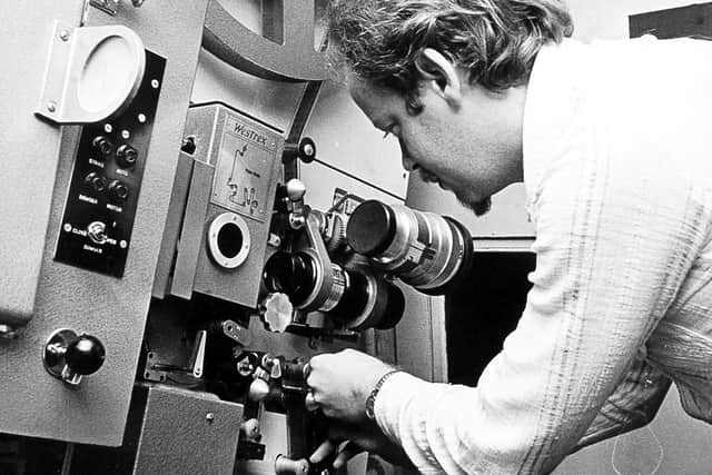 The projection room of the Clifton Cinema, Wellington, taken on June 16, 1979. Pictured is Mr Nigel Howard, chief projectionist at the cinema.