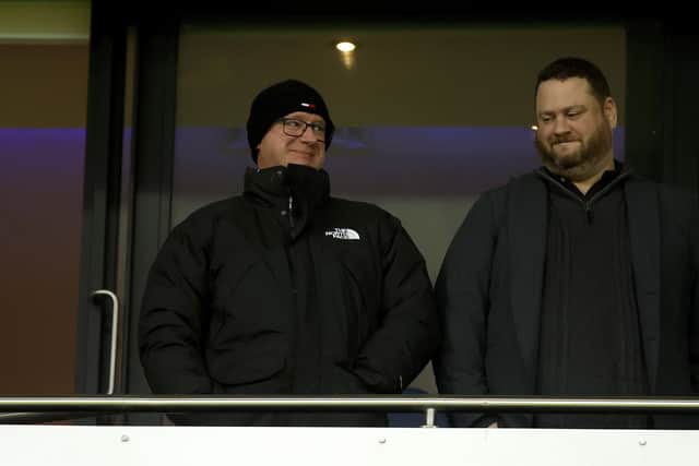 Mark Miles, left, returned to Albion earlier in February and attended a meeting with the fan advisory board. (Photo by Adam Fradgley/West Bromwich Albion FC via Getty Images)