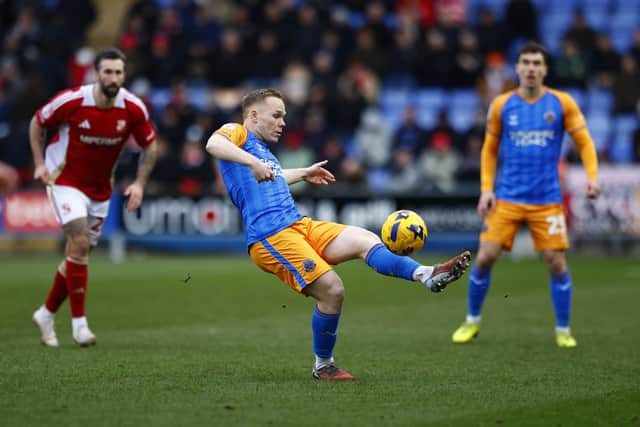 Anthony Scully of Shrewsbury Town during the game between Shrewsbury Town and Swindon Town