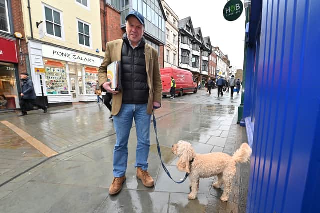 Gary Harper with Tilly the dog. Photo: Steve Leath