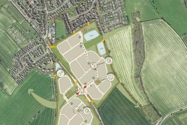 The initial concept plan for a proposal to build up to 300 homes on the edge of Much Wenlock. Picture: Boningale Developments/Marrons
