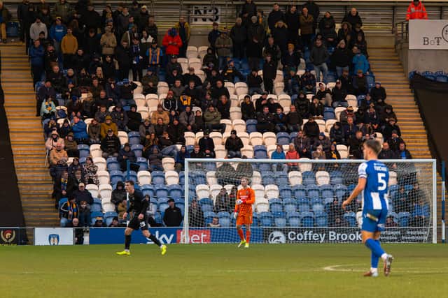 Shrewsbury Town fans at Colchester United. Picture: Ollie Jones