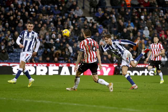 Isaac Price showed a response from his Portsmouth struggle with a busy display. (Photo by Adam Fradgley/West Bromwich Albion FC via Getty Images)