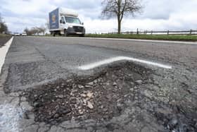 Some of the large potholes that have opened up on the A442 Bridgnorth Road. Photo: Phil Blagg