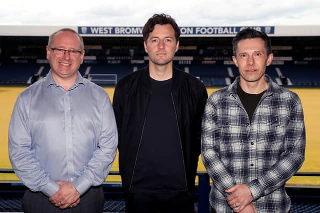 Mark Miles, left, with former boss Ryan Mason, appointed last summer, and Andrew Nestor. (Photo by Adam Fradgley/West Bromwich Albion FC via Getty Images)