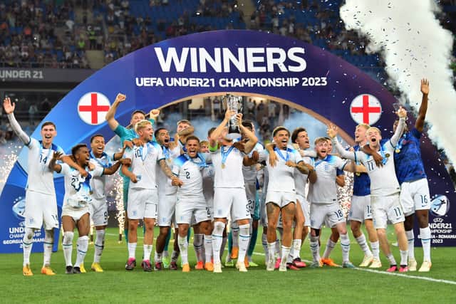 Gomes lifted the Under-21 Championships with England in 2023. (Photo by Sebastian Frej/MB Media/Getty Images)
