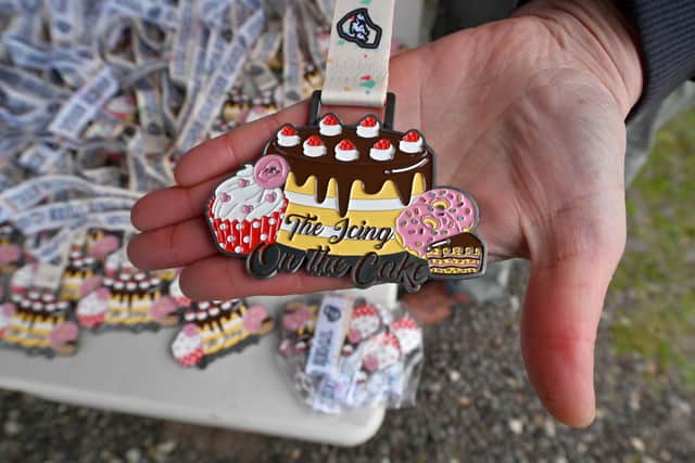 Medals for 'The Icing on the Cake' marathon and half-marathon event