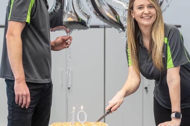 Managing director Joe Collison and operations director Heidi Vaughan mark CES' 10th birthday