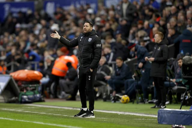 Statistical analyst Damia Abella delivers the instructions in the FA Cup success in Swansea last weekend. (Photo by Adam Fradgley/West Bromwich Albion FC via Getty Images)