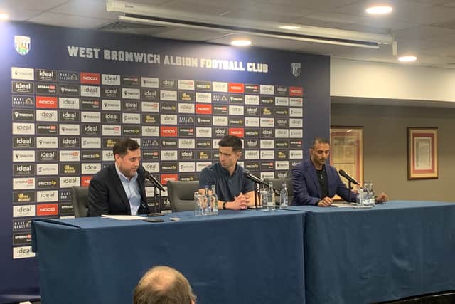 Eric Ramsay alongside Shilen Patel at a press conference on Wednesday