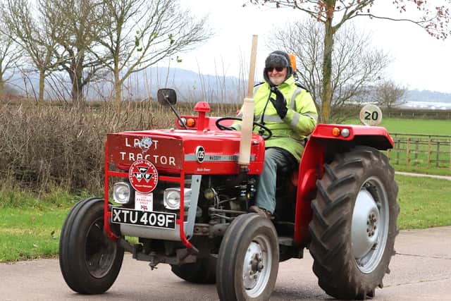 John Banks from Sheriffhales on his MF 135 was the last tractor in the convoy.