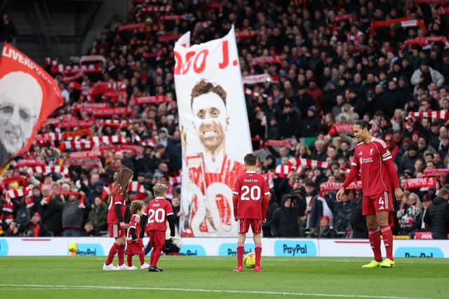 Tributes were paid to the late forward Diogo Jota before the game. (Photo by Jan Kruger/Getty Images)Duarte