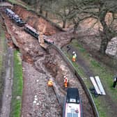 Fresh pictures from the scene of the canal collapse in Whitchurch.