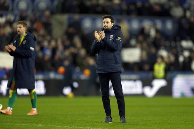 Ryan Mason, seen applauding an angry away end in his penultimate game, cut a beleaguered figure at times late on. (Photo by Adam Fradgley/West Bromwich Albion FC via Getty Images)