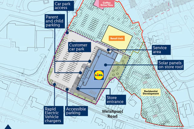 The site plan of the proposed new Lidl store in Bicton Heath, Shrewsbury. Picture: Lidl