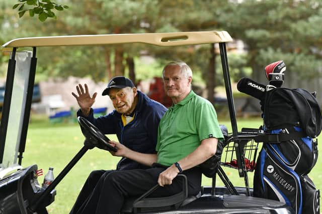 Terry Wharton and Mel Eves drive the Oxley Park course Picture: Dave Bagnall