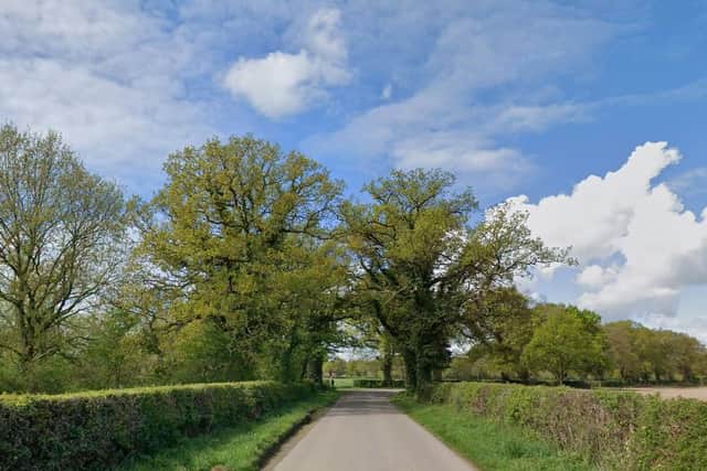 The scheme includes the removal of 210 metres of hedgerow northwest of Hadnall, including on Wood Road (pictured). Photo: Google