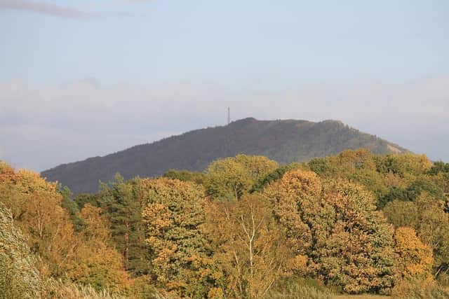 The mast on top of the Wrekin is visible for miles around