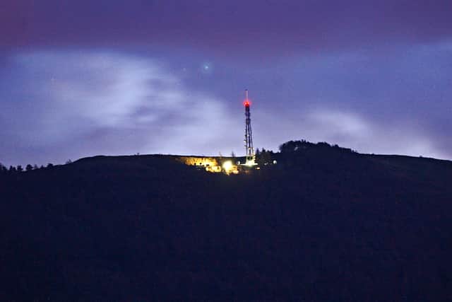 Floodlights on the Wrekin around the Wrekin transmitter in 2007