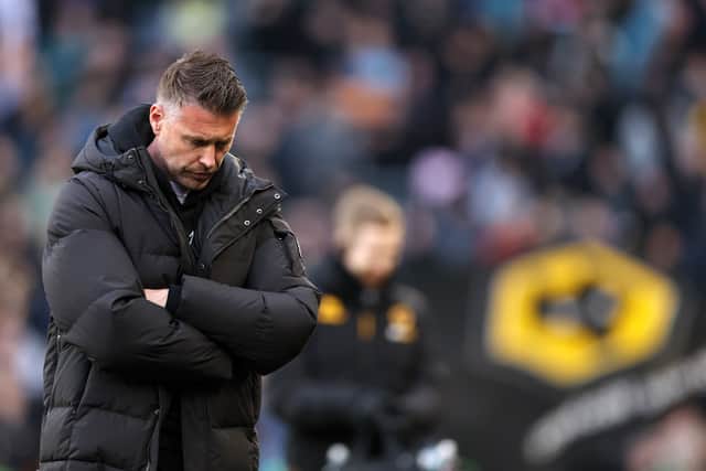 Rob Edwards during Wolves' defeat on Saturday. (Photo by Naomi Baker/Getty Images)