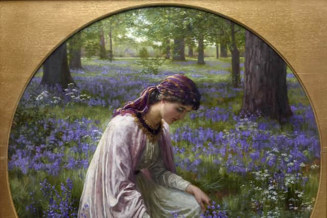 The Lady in a Bluebell Wood oil painting by Mary Elizabeth Harding which sold for £6,000