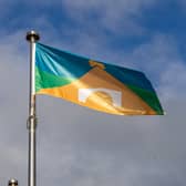 Telford's new flag, designed by nine-year-old Amelia, was raised. Picture: Telford & Wrekin Council
