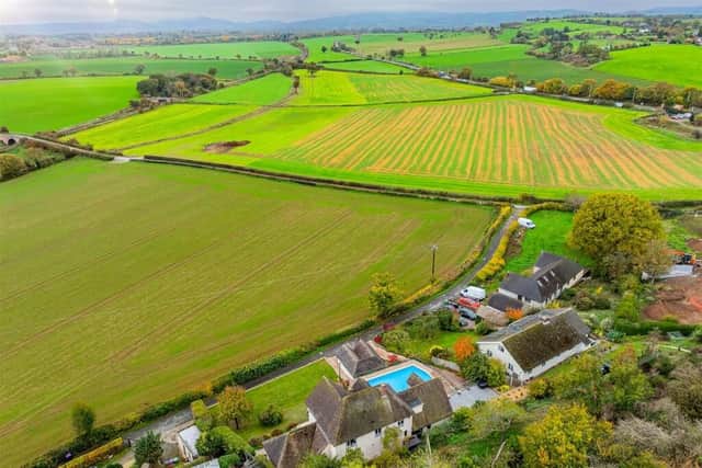 The property boasts stunning views of surrounding countryside. Picture: Miller Evans/Rightmove