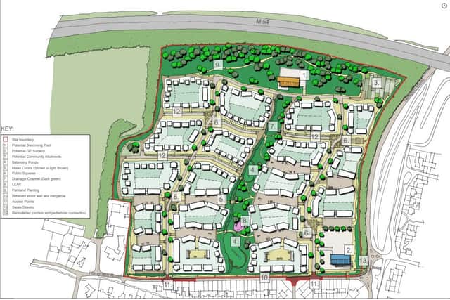 The original proposal for the site - with the potential swimming pool to the north, indicated by the number one. Picture: Shropshire Council planning portal