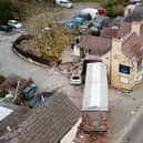 The lorry driver had to be cut free after the vehicle ploughed into the buildings. Picture: Jamie Ricketts