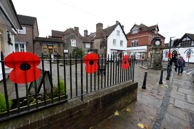 Much Wenlock displayed poppies all around the town for Remembrance Day in 2018