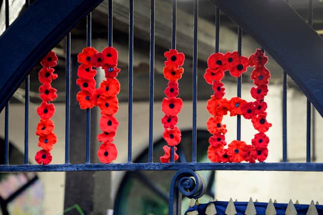 2018 - knitted poppies on The Guildhall in Much Wenlock