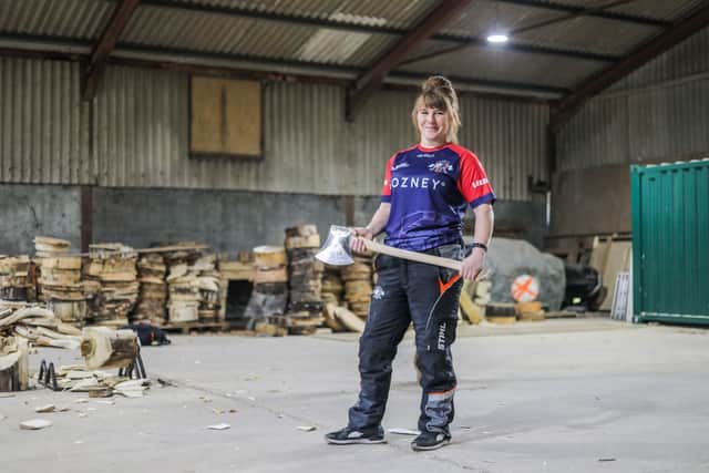 Lumberjill Rachel Ferrington in Herefordshire