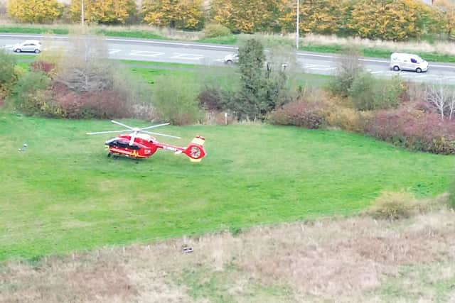 The air ambulance was called to Colliers Way in Telford. Photo: Steve Jones (Flytography)