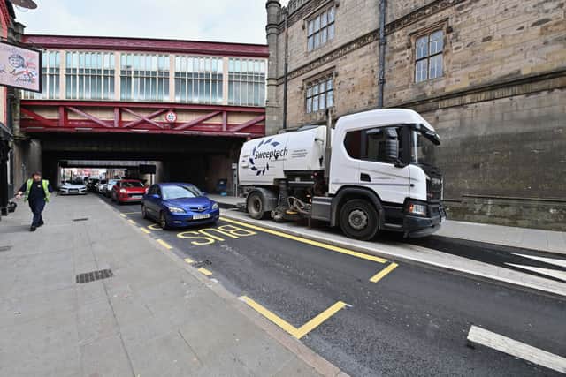 The bus stop sits across the lane of traffic on Castle Gates. Photo: Steve Leath