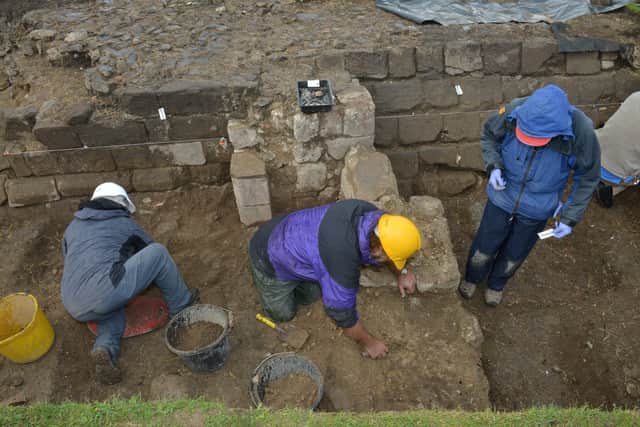 Volunteers in 2017 working on the Oswestry Castle Community Research Project