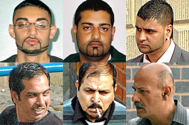 The convicted grooming gang members (top row from left) Ahdel Ali, Mubarek Ali, Mohammed Ali Sultan, (bottom row from left) Tanveer Ahmed, Mohammed Younis, and Mohammed Islam Choudhrey