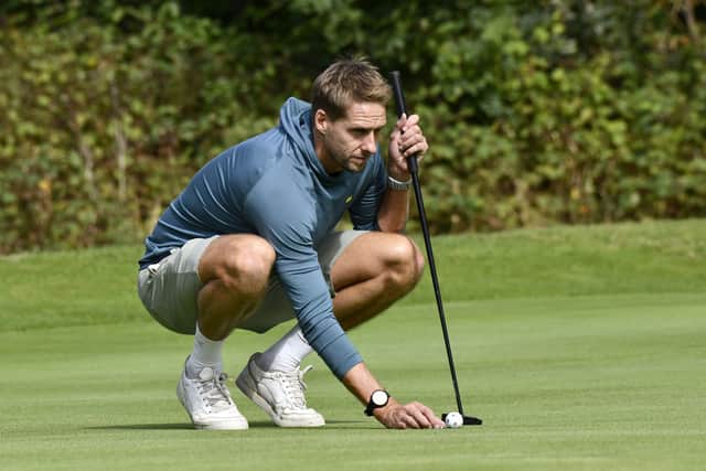 Dave Edwards, the newest face at the golf day, lines up a putt Picture: Dave Bagnall