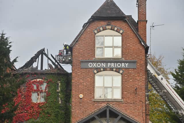 The former Oxon Priory in Shrewsbury, pictured following a major blaze on October 6. Photo: Steve Leath